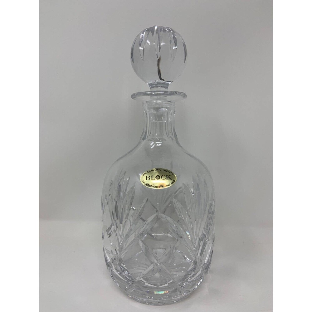 Heavy Crystal Vintage Liquor Cordial Whiskey Tequila Port Decanter Block Poland